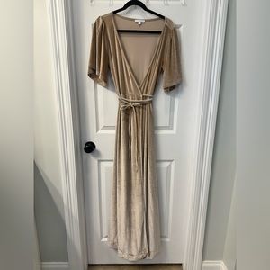 Meghan Velvet Wrap Maxi Dress in Champagne
